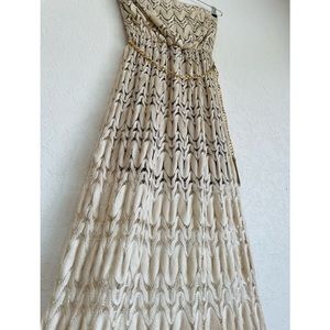 NWOT Sans Souci Strapless Maxi Lace Tassel Dress Sz S